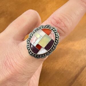 Carolyn Pollack Relios 925 Sterling Silver Ring with Mosaic Inlay